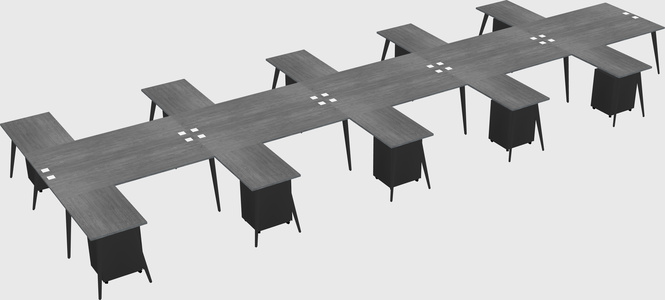Shared l-shaped office desk system