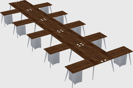 Shared l-shaped office desk system