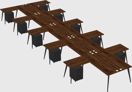 Shared l-shaped office desk system
