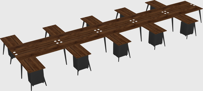 Shared l-shaped office desk system