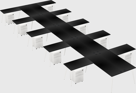 Shared l-shaped office desk system