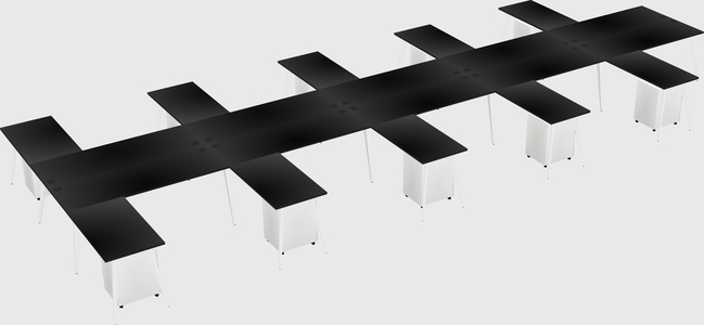 Shared l-shaped office desk system