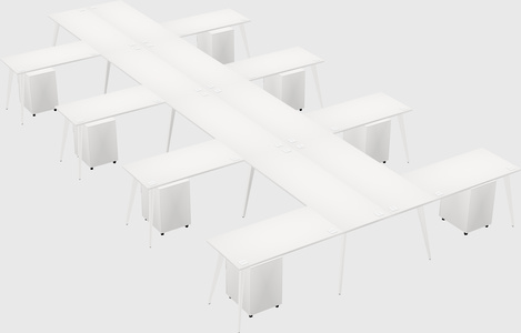 Shared l-shaped office desk system