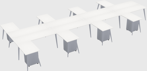 Shared l-shaped office desk system