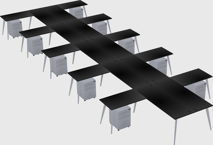 Shared l-shaped office desk system