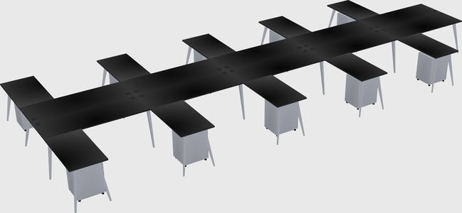 Shared l-shaped office desk system