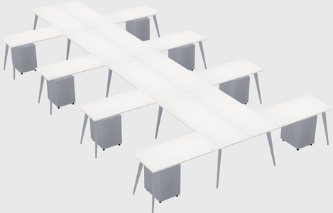 Shared l-shaped office desk system