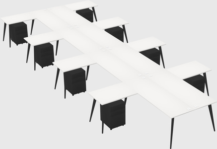 Shared l-shaped office desk system