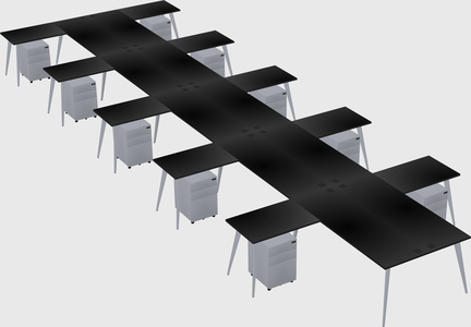 Shared l-shaped office desk system