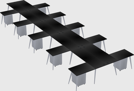 Shared l-shaped office desk system