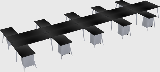 Shared l-shaped office desk system