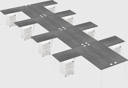 Shared l-shaped office desk system
