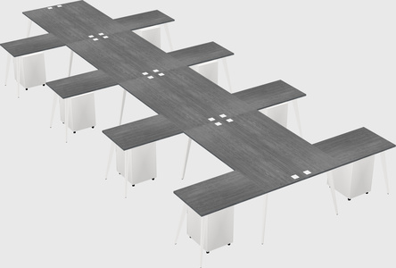 Shared l-shaped office desk system