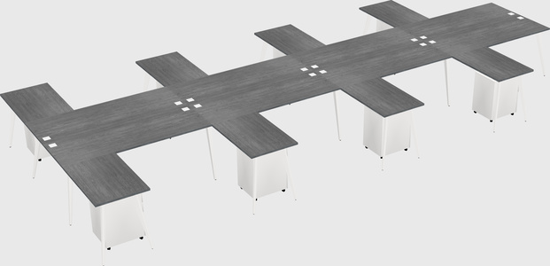 Shared l-shaped office desk system