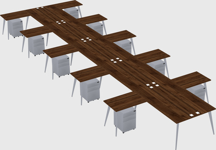 Shared l-shaped office desk system