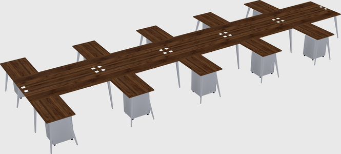 Shared l-shaped office desk system