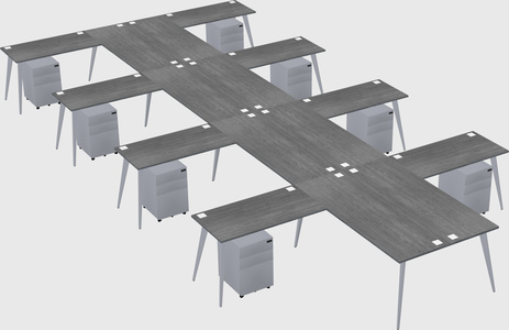 Shared l-shaped office desk system
