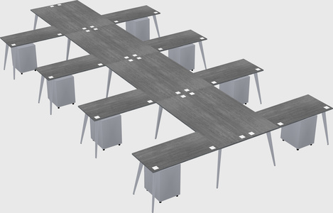 Shared l-shaped office desk system