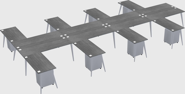 Shared l-shaped office desk system