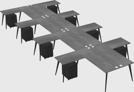 Shared l-shaped office desk system