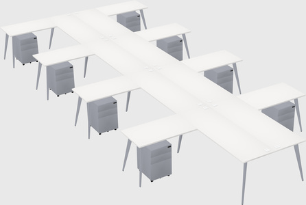 Shared l-shaped office desk system