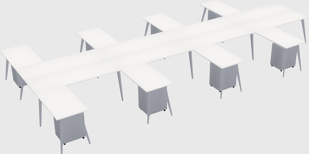 Shared l-shaped office desk system