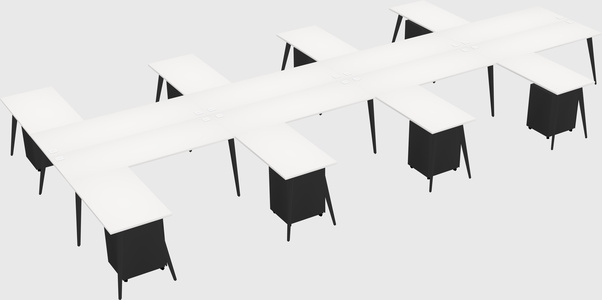 Shared l-shaped office desk system
