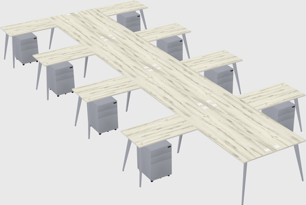 Shared l-shaped office desk system