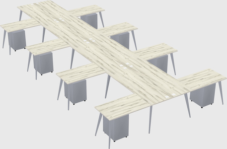 Shared l-shaped office desk system