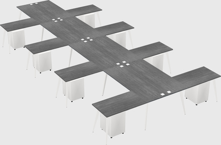 Shared l-shaped office desk system