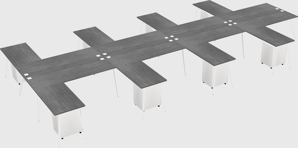 Shared l-shaped office desk system