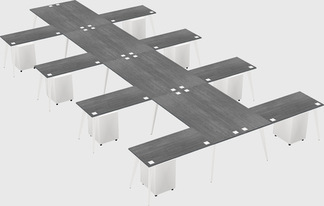 Shared l-shaped office desk system