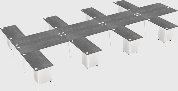 Shared l-shaped office desk system