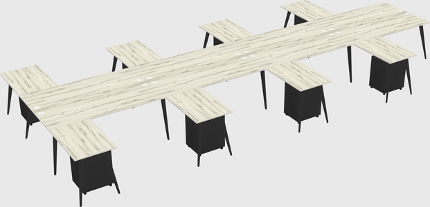 Shared l-shaped office desk system