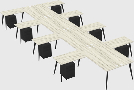 Shared l-shaped office desk system