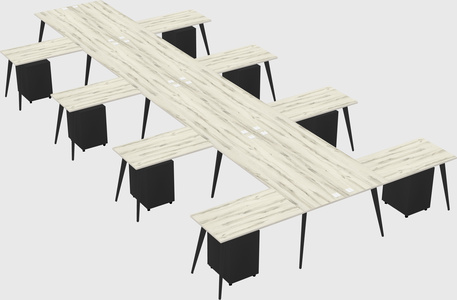 Shared l-shaped office desk system