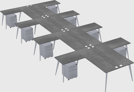 Shared l-shaped office desk system