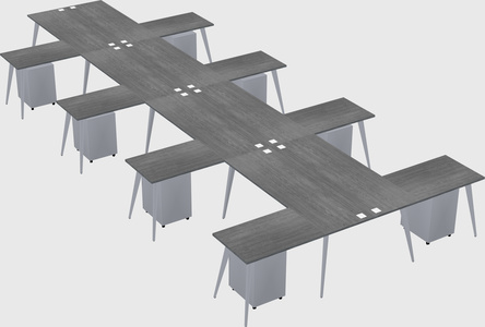 Shared l-shaped office desk system