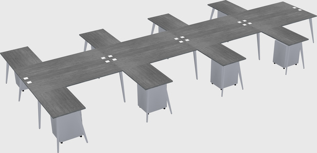 Shared l-shaped office desk system