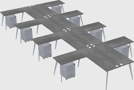 Shared l-shaped office desk system