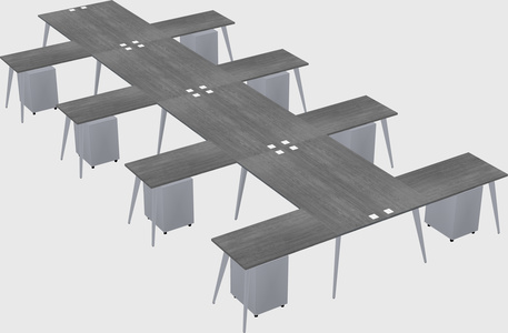 Shared l-shaped office desk system