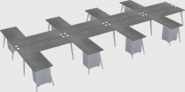 Shared l-shaped office desk system