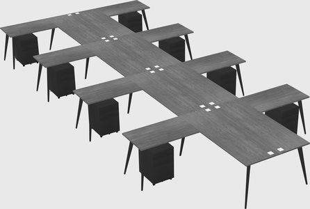 Shared l-shaped office desk system