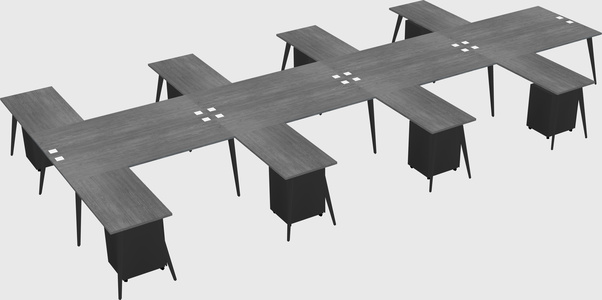 Shared l-shaped office desk system