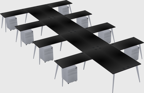 Shared l-shaped office desk system