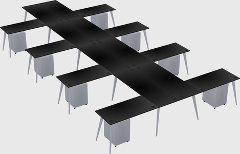 Shared l-shaped office desk system