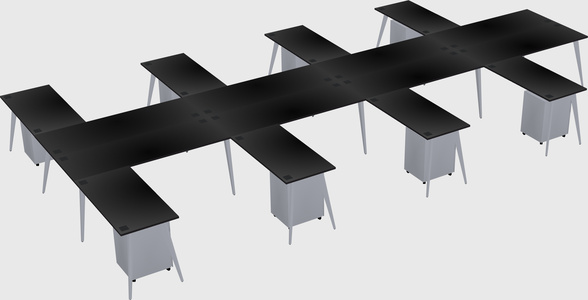 Shared l-shaped office desk system