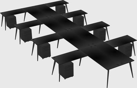 Shared l-shaped office desk system