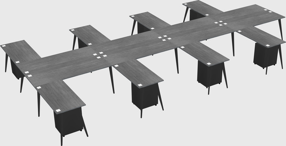 Shared l-shaped office desk system