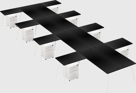 Shared l-shaped office desk system